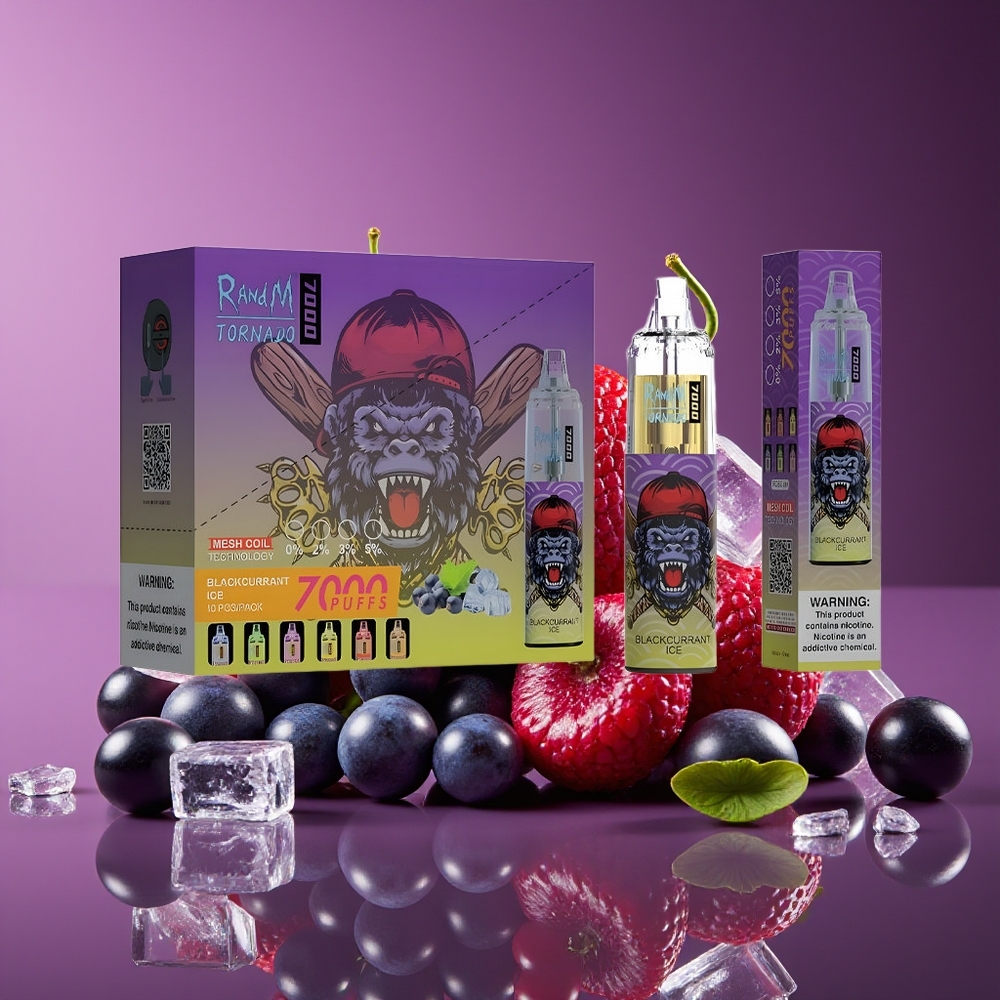 RandM Fumot Tornado 7000 Puffs 14ML Mesh 850MAH Type-C RGB Air-Adjustable Blackcurrant Ice