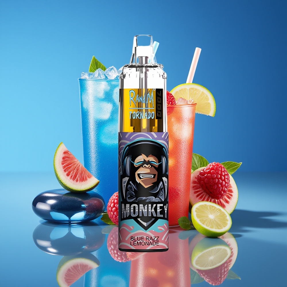 RandM Fumot Tornado 7000 Puffs 14ML Mesh Coil Air-Adjustable Blue Razz Lemonade
