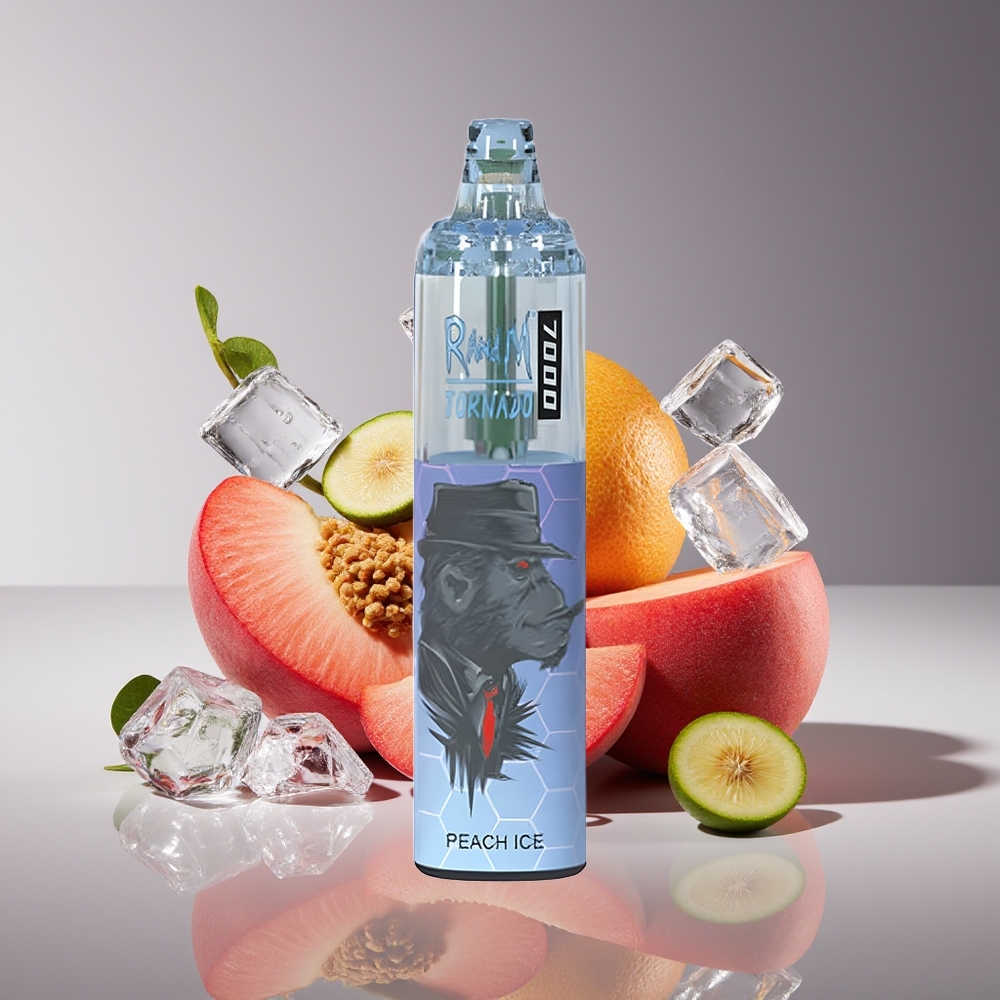RandM Fumot Tornado 7000 Puffs 14ML Mesh Coil Air-Adjustable Peach Ice Disposable Vape