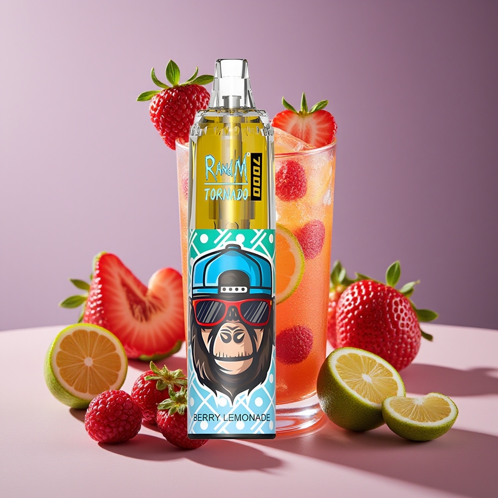 RandM Fumot Tornado 7000 Puffs 14ML Mesh Coil Type-C RGB Air-Adjustable Berry Lemonade