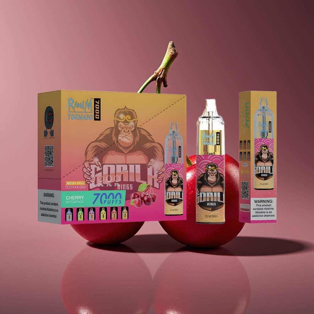 RandM Fumot Tornado 7000 Puffs 14ML Mesh Coil Type-C RGB Air-Adjustable Cherry