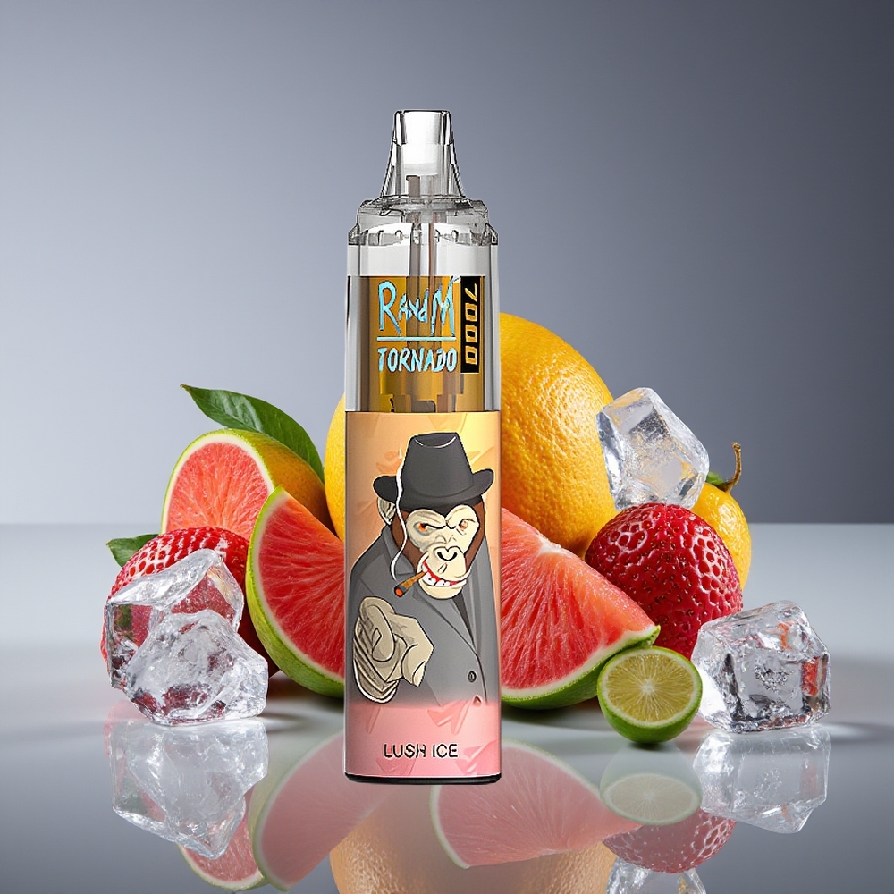 RandM Fumot Tornado 7000 Puffs 14ML Mesh Coil Type-C RGB Air-Adjustable Lush Ice Disposable Vape