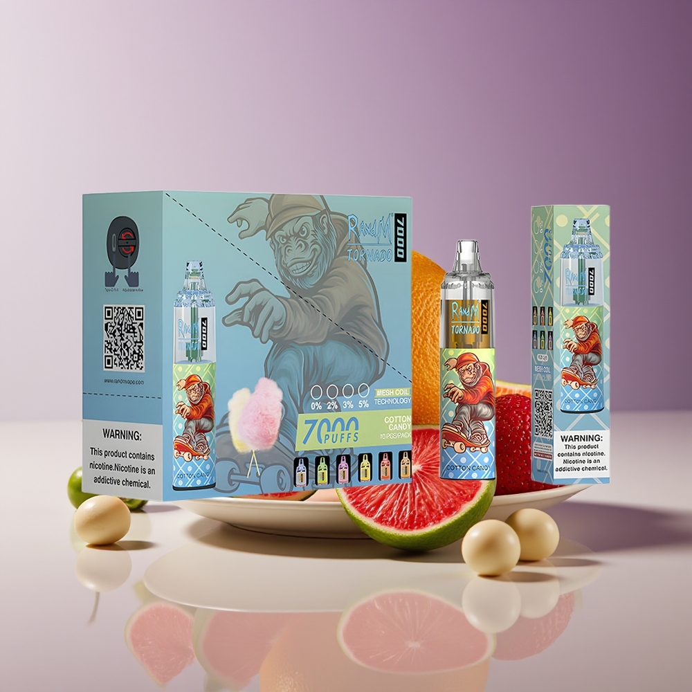 RandM Fumot Tornado 7000 Puffs 14ML Mesh RGB Air-Adjustable Cotton Candy Disposable Vape
