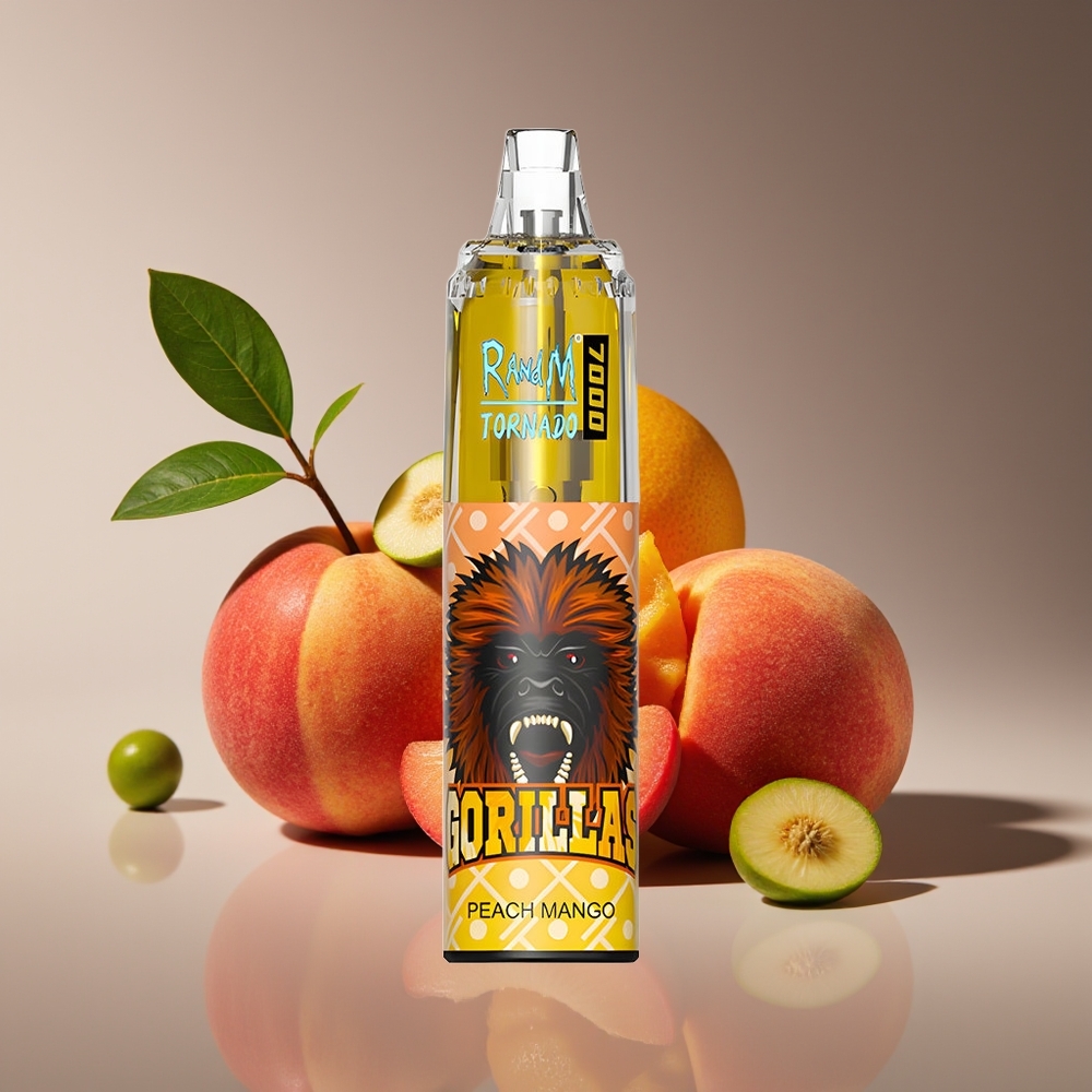 RandM Fumot Tornado 7000 Puffs 14ML Mesh RGB Air-Adjustable Peach Mango Disposable Vape