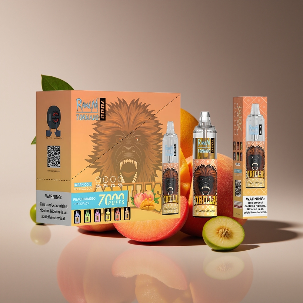 RandM Fumot Tornado 7000 Puffs 14ML Mesh RGB Air-Adjustable Peach Mango Disposable Vape