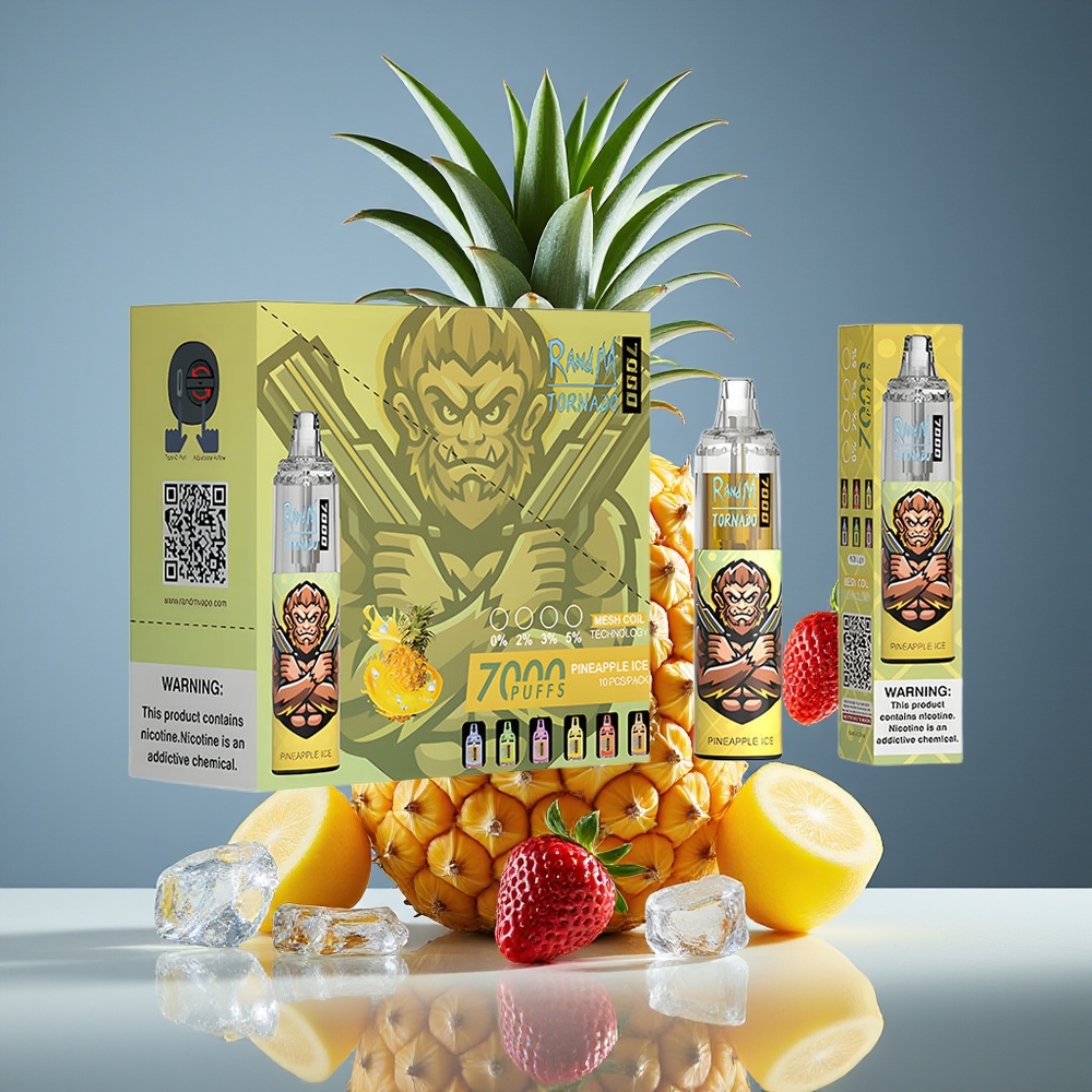 RandM Fumot Tornado 7000 Puffs 14ML Mesh RGB Air-Adjustable Pineapple Ice Disposable Vape