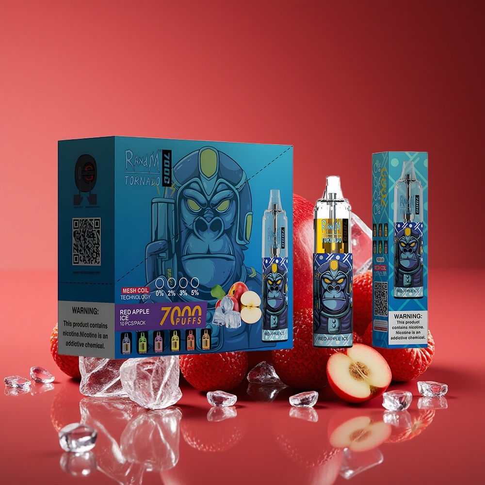 RandM Fumot Tornado 7000 Puffs 14ML Mesh RGB Air-Adjustable Red Apple Ice Disposable Vape