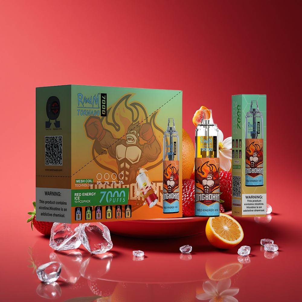 RandM Fumot Tornado 7000 Puffs 14ML Mesh RGB Air-Adjustable Red Energy Ice Disposable Vape