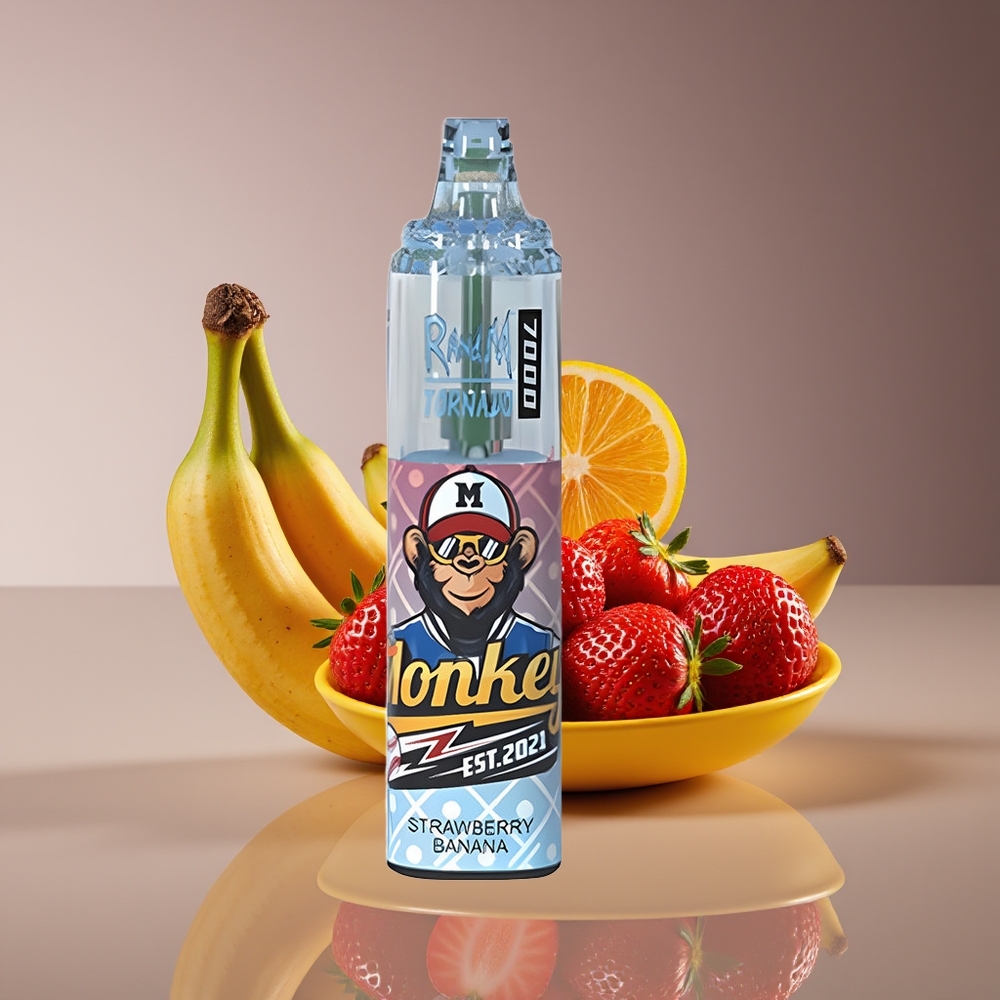 RandM Fumot Tornado 7000 Puffs 14ML Mesh RGB Air-Adjustable Strawberry Banana Disposable Vape