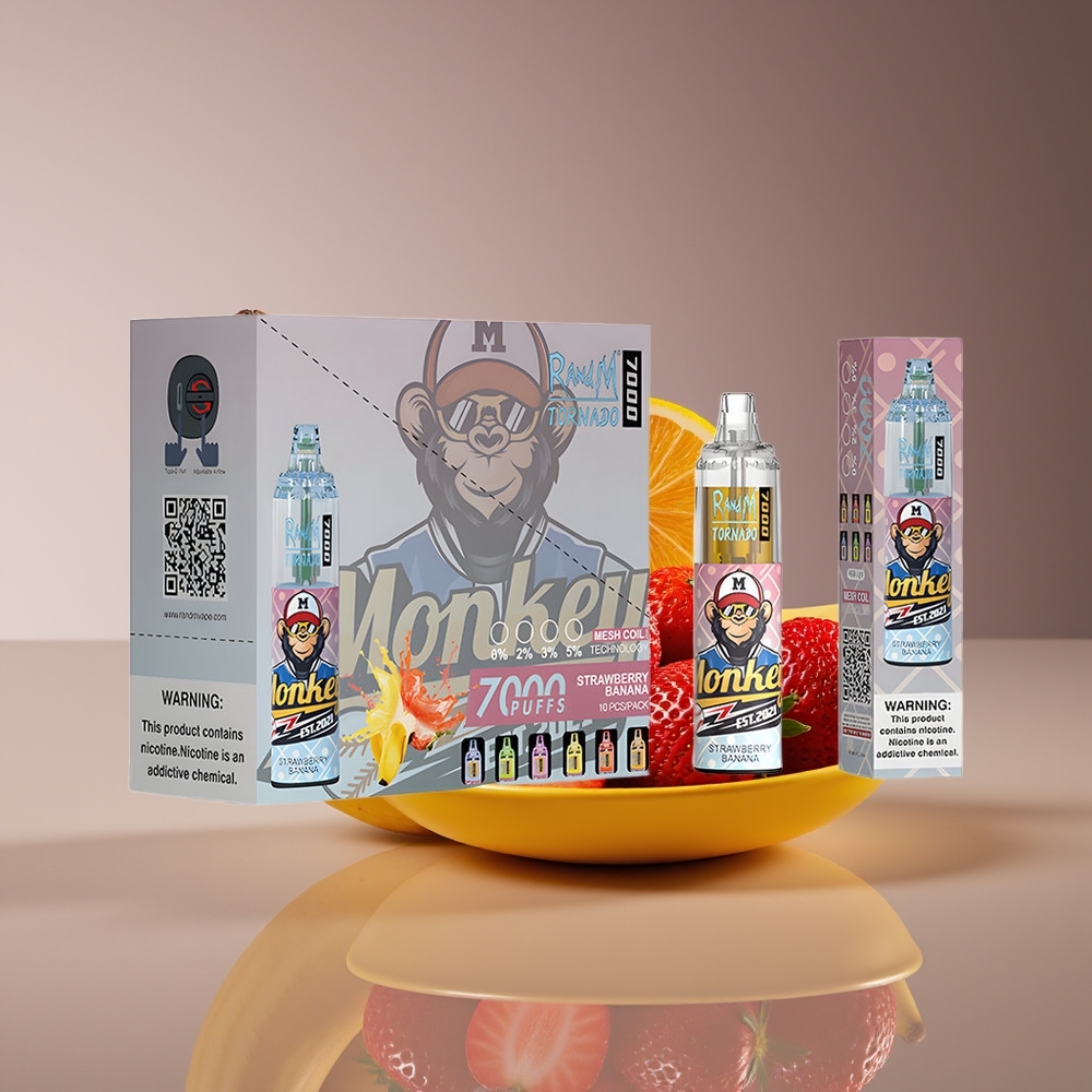 RandM Fumot Tornado 7000 Puffs 14ML Mesh RGB Air-Adjustable Strawberry Banana Disposable Vape