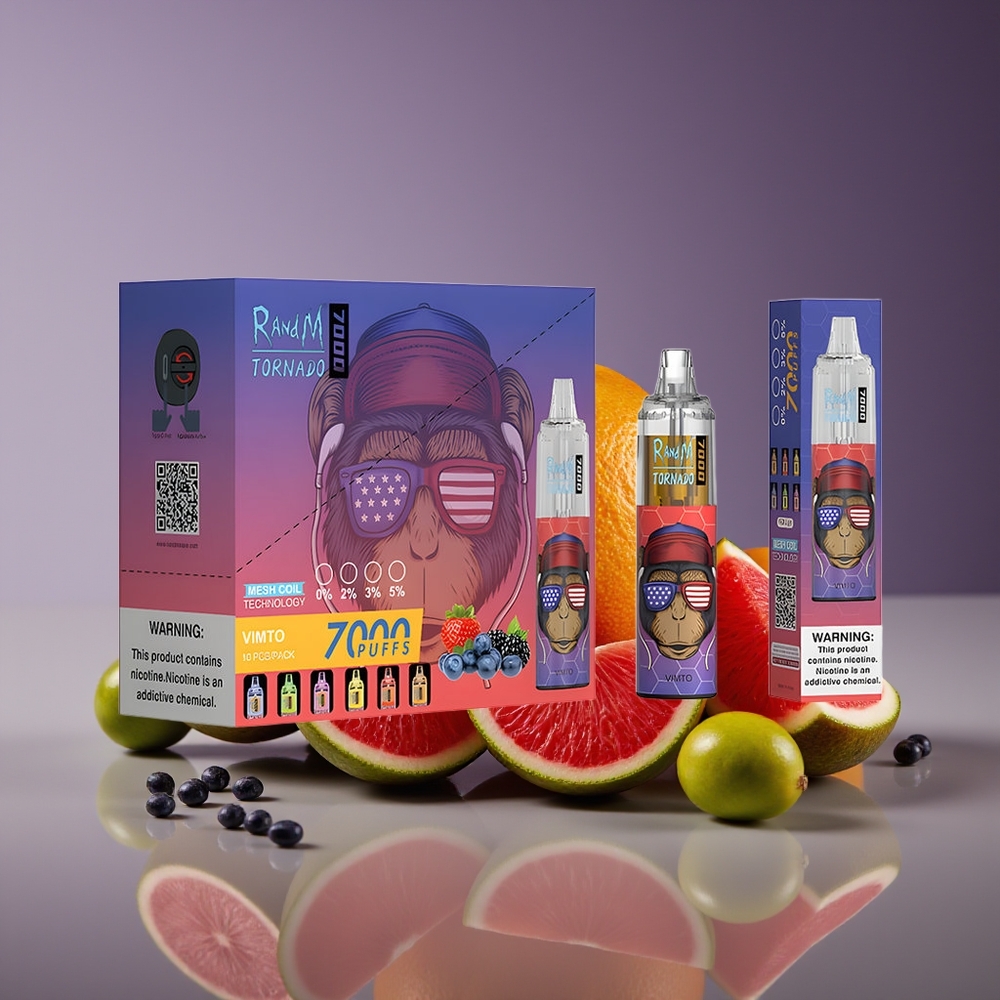 RandM Fumot Tornado 7000 Puffs 14ML Mesh RGB Air-Adjustable Type-C Vimto Disposable Vape