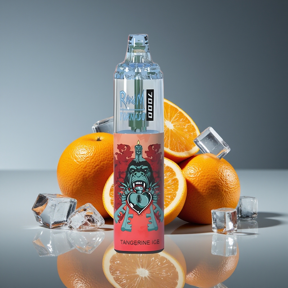 RandM Fumot Tornado 7000 Puffs 14ML Mesh RGB Type-C Air-Adjustable Tangerine Ice Disposable Vape