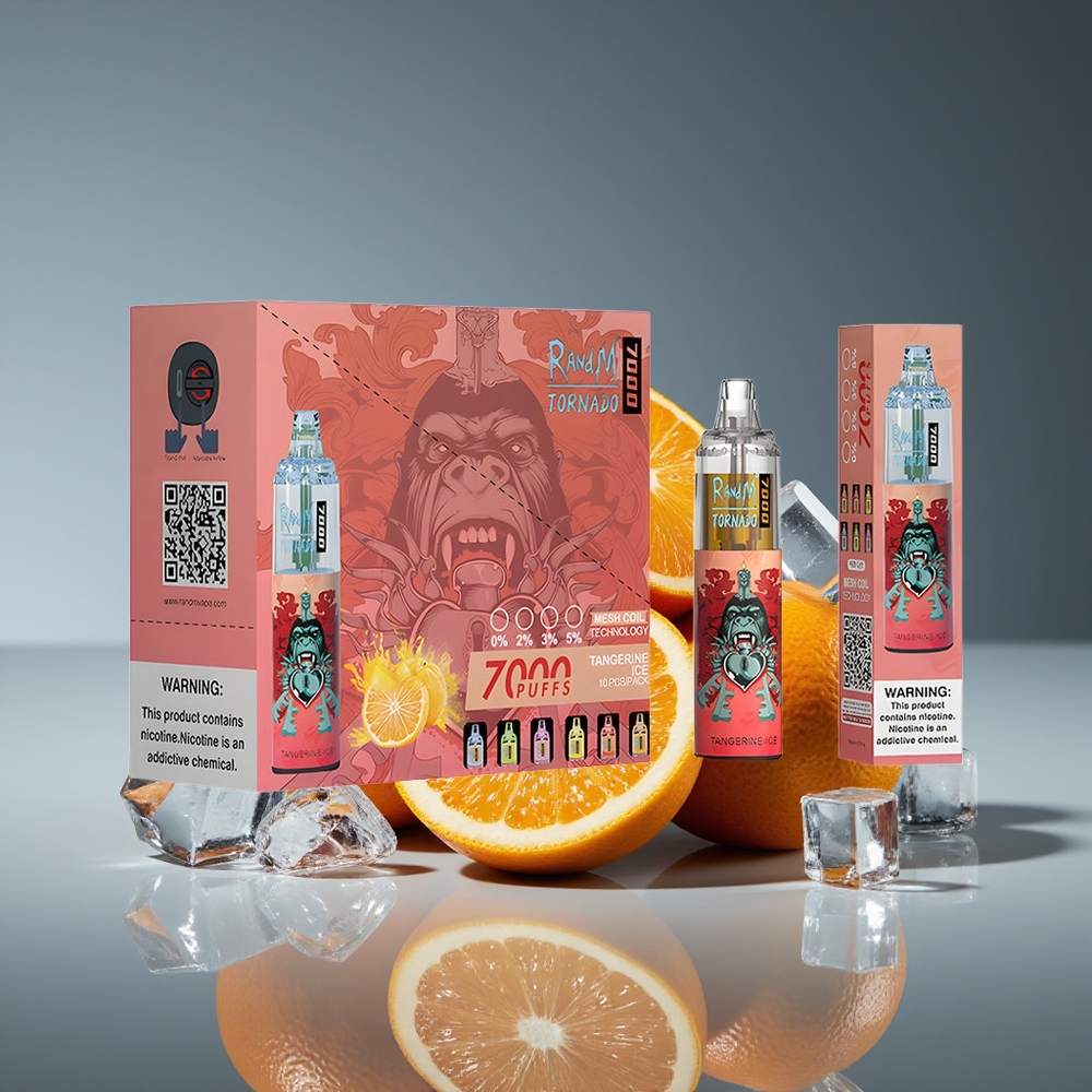 RandM Fumot Tornado 7000 Puffs 14ML Mesh RGB Type-C Air-Adjustable Tangerine Ice Disposable Vape