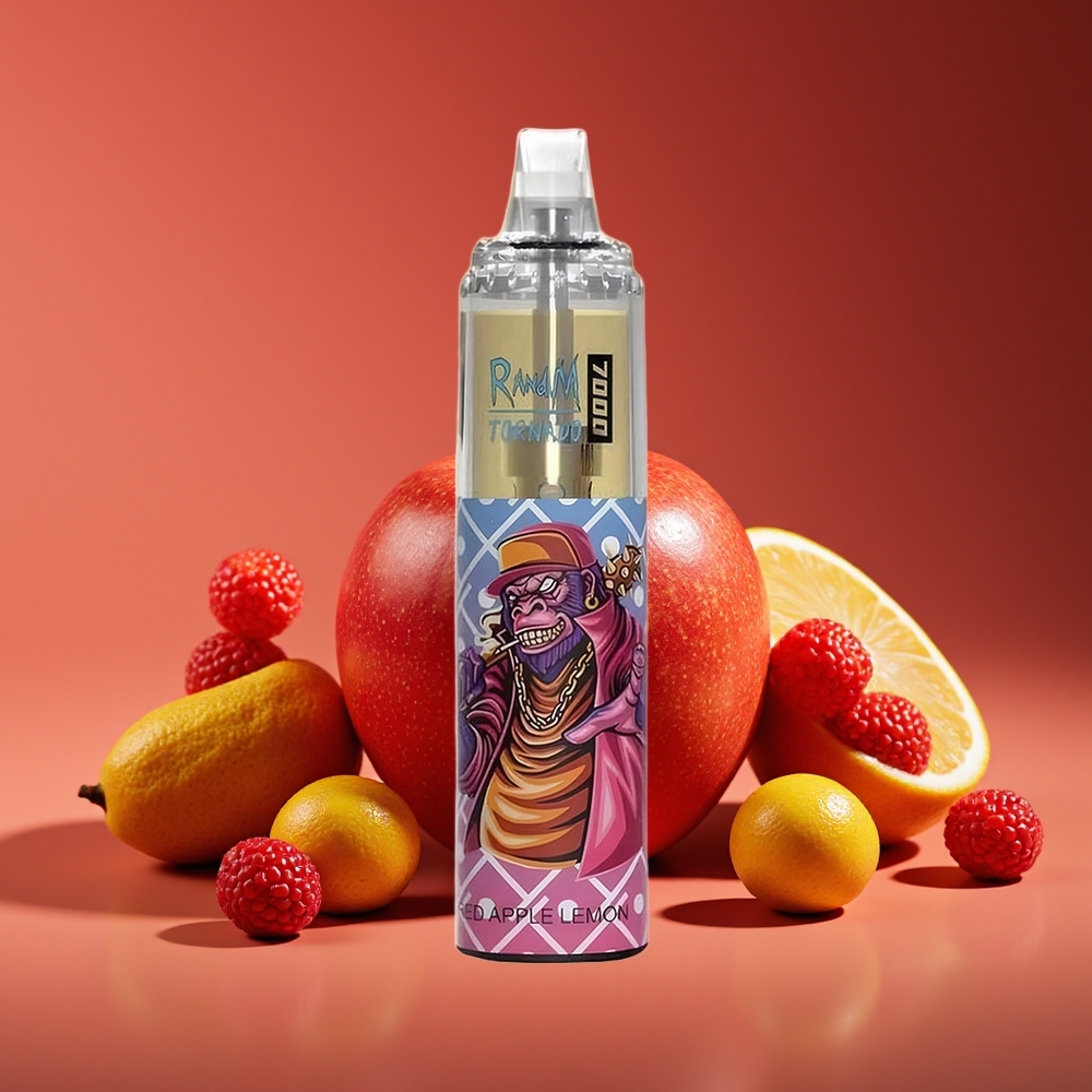 RandM Fumot Tornado 7000 Puffs 14ML Mesh Type-C RGB Air-Adjustable Red Apple Lemon