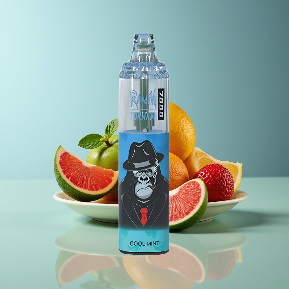 RandM Fumot Tornado 7000 Puffs Disposable Vape Cool Mint with 14ML E-liquid Mesh Coil Type-C RGB Light Air-Adjustable