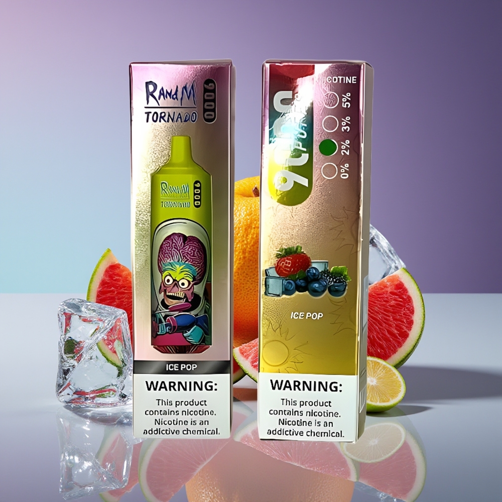 RandM Fumot Tornado 9000 Puffs 18mL Mesh Coil RGB Display Ice Pop Disposable Vape
