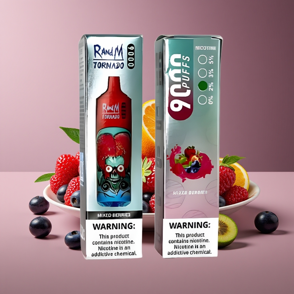 RandM Fumot Tornado 9000 Puffs 18mL Mesh Mixed Berries RGB Disposable Vape