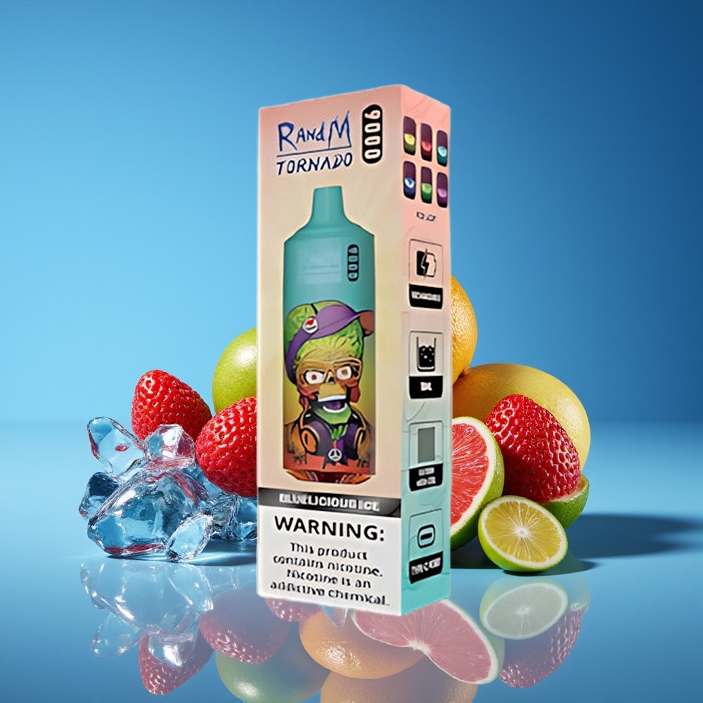 RandM Fumot Tornado 9000 Puffs 18mL Mesh RGB 54 Flavors Bluelicious Ice Disposable Vape