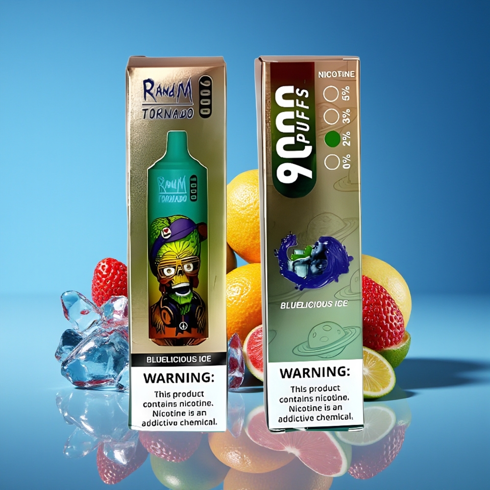 RandM Fumot Tornado 9000 Puffs 18mL Mesh RGB 54 Flavors Bluelicious Ice Disposable Vape