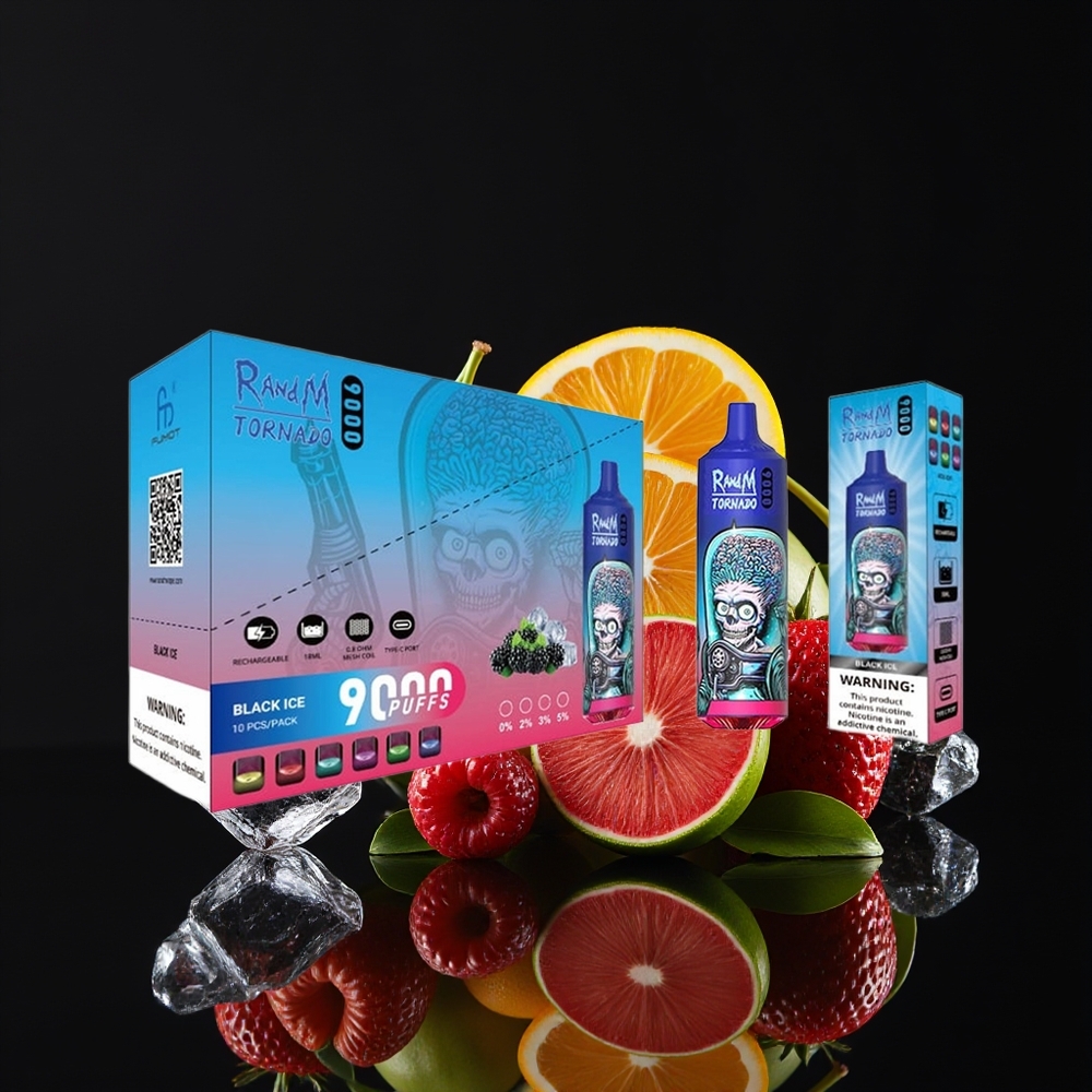 RandM Fumot Tornado 9000 Puffs 18mL Mesh RGB Black Ice Disposable Vape