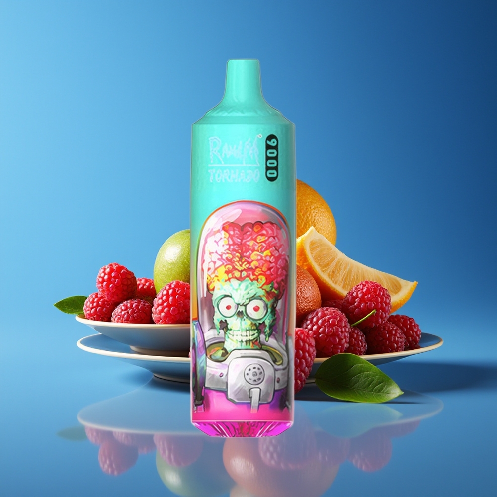 RandM Fumot Tornado 9000 Puffs 18mL Mesh RGB Blue Sour Raspberry Disposable Vape