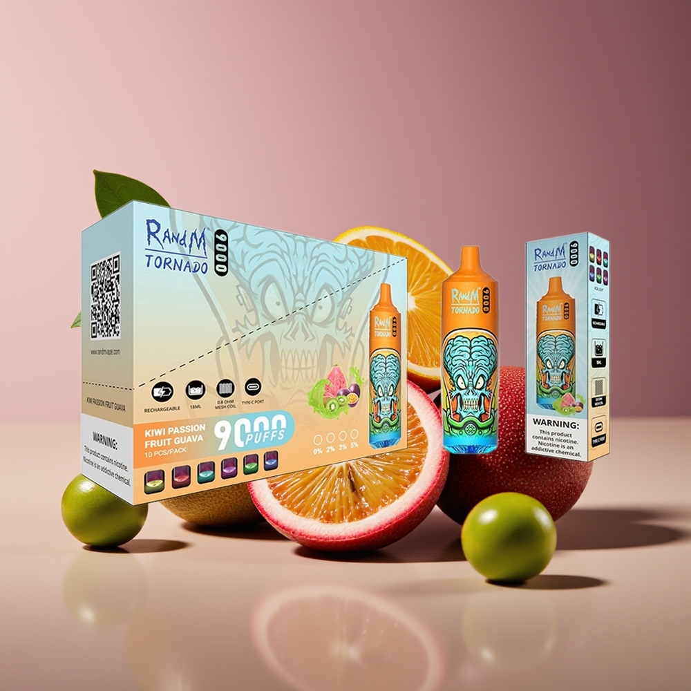 RandM Fumot Tornado 9000 Puffs 18mL Mesh RGB Disposable Vape Kiwi Passion Guava