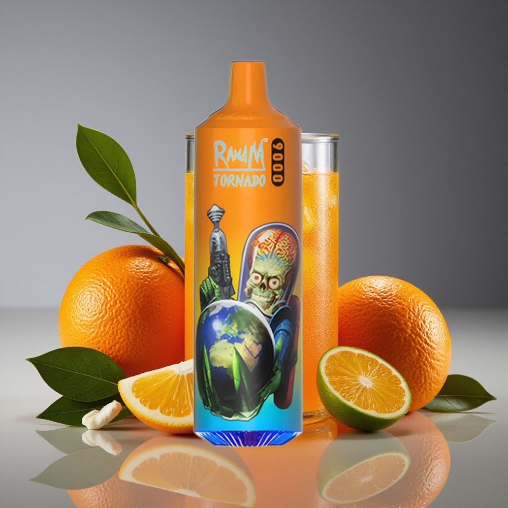 RandM Fumot Tornado 9000 Puffs 18mL Mesh RGB Disposable Vape Orange Soda