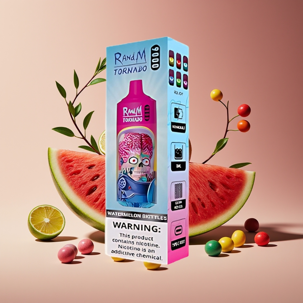 RandM Fumot Tornado 9000 Puffs 18mL Mesh RGB Disposable Vape Watermelon Skittles