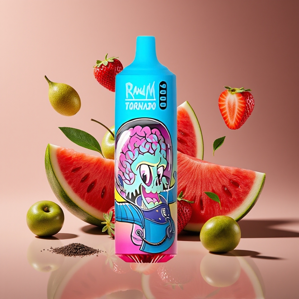 RandM Fumot Tornado 9000 Puffs 18mL Mesh RGB Prime Strawberry Watermelon Disposable Vape