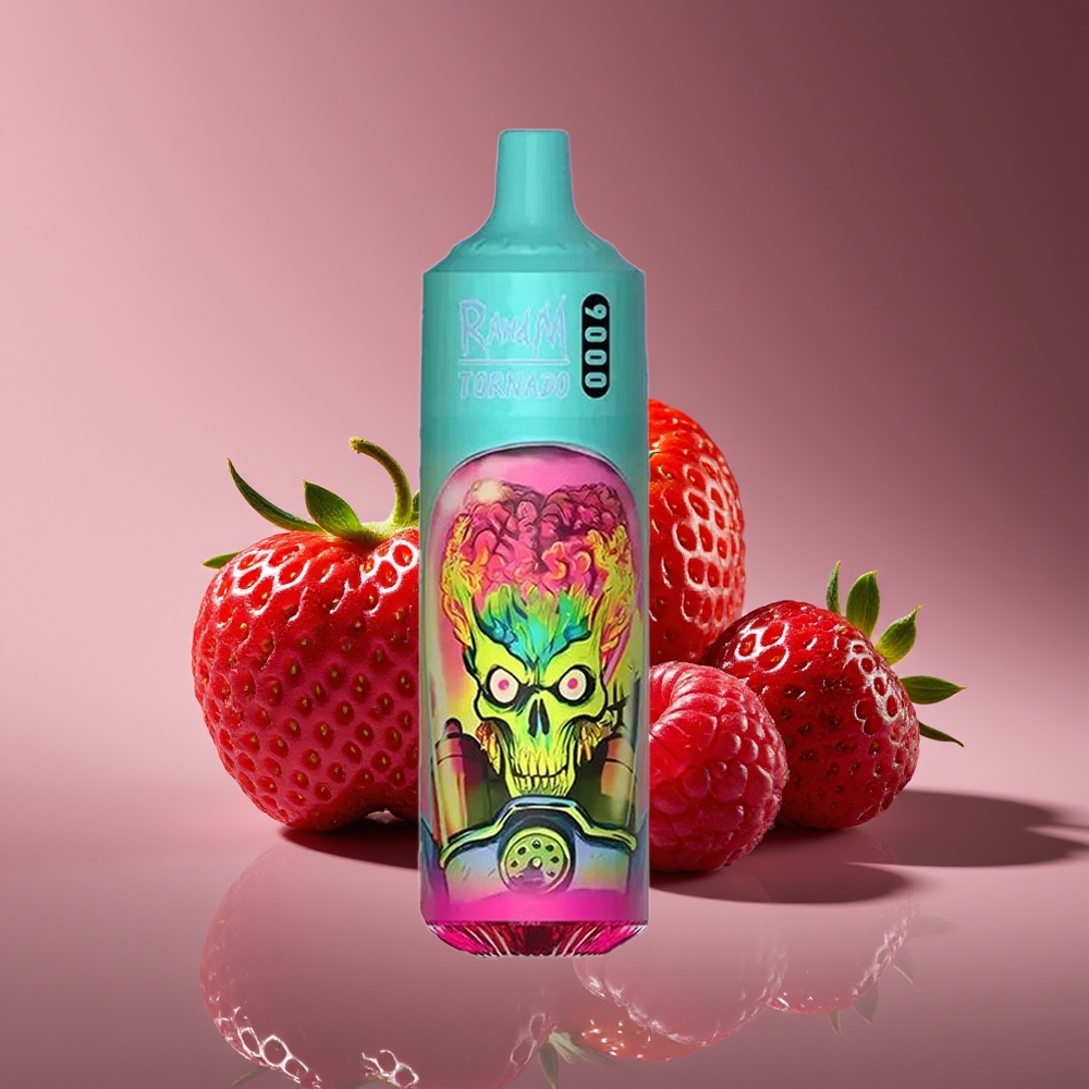 RandM Fumot Tornado 9000 Puffs 18mL Mesh RGB Strawberry Raspberry Disposable Vape