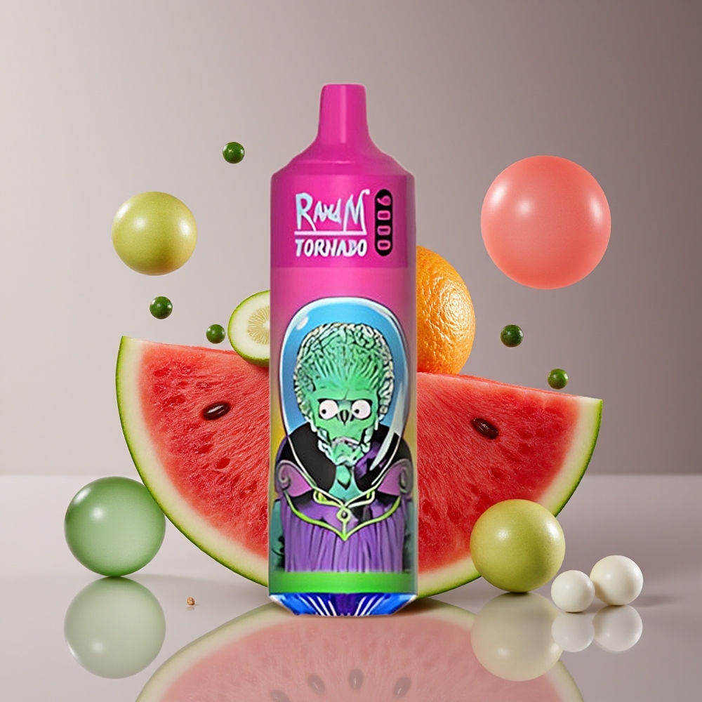 RandM Fumot Tornado 9000 Puffs 18mL Mesh RGB Watermelon Bubble Gum Disposable Vape