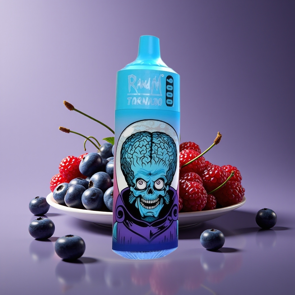 RandM Fumot Tornado 9000 Puffs 18mL Mesh Rechargeable RGB Display Blueberry Cherry Cranberry