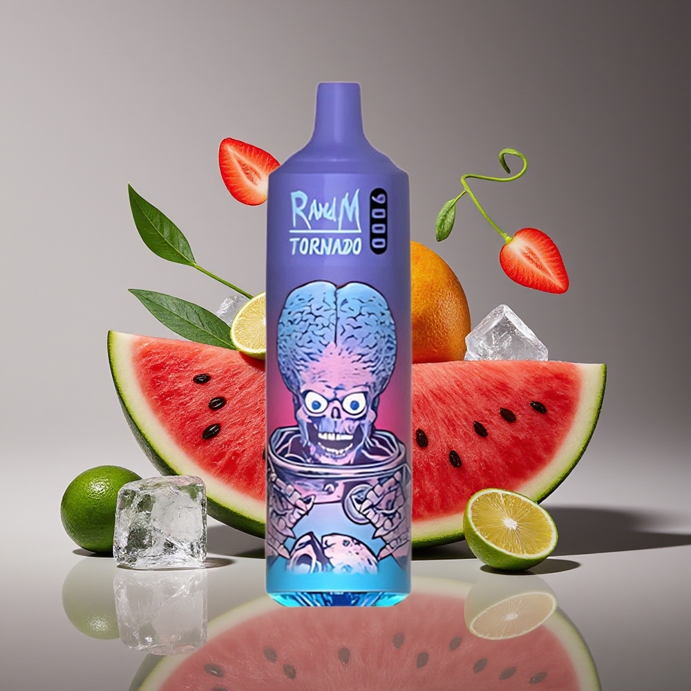 RandM Fumot Tornado 9000 Puffs 18mL Mesh Watermelon Brazz Ice RGB Disposable Vape