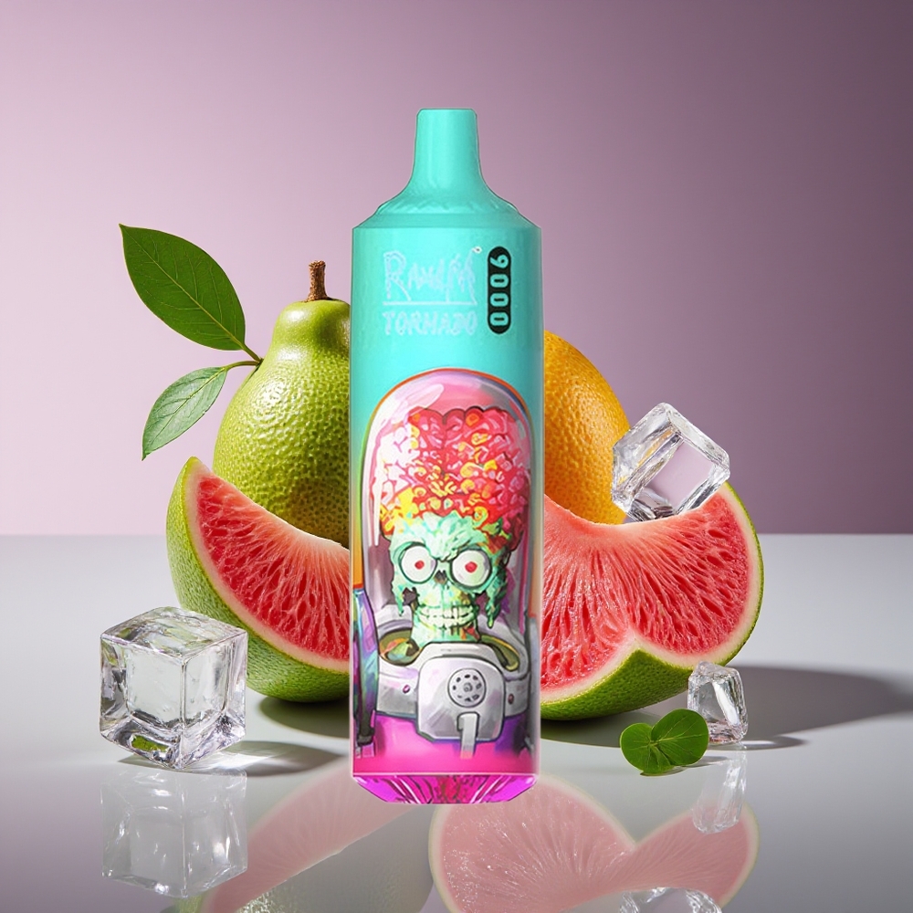 RandM Fumot Tornado 9000 Puffs Rechargeable 18mL Mesh RGB Display Guava Ice