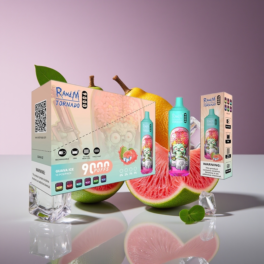 RandM Fumot Tornado 9000 Puffs Rechargeable 18mL Mesh RGB Display Guava Ice