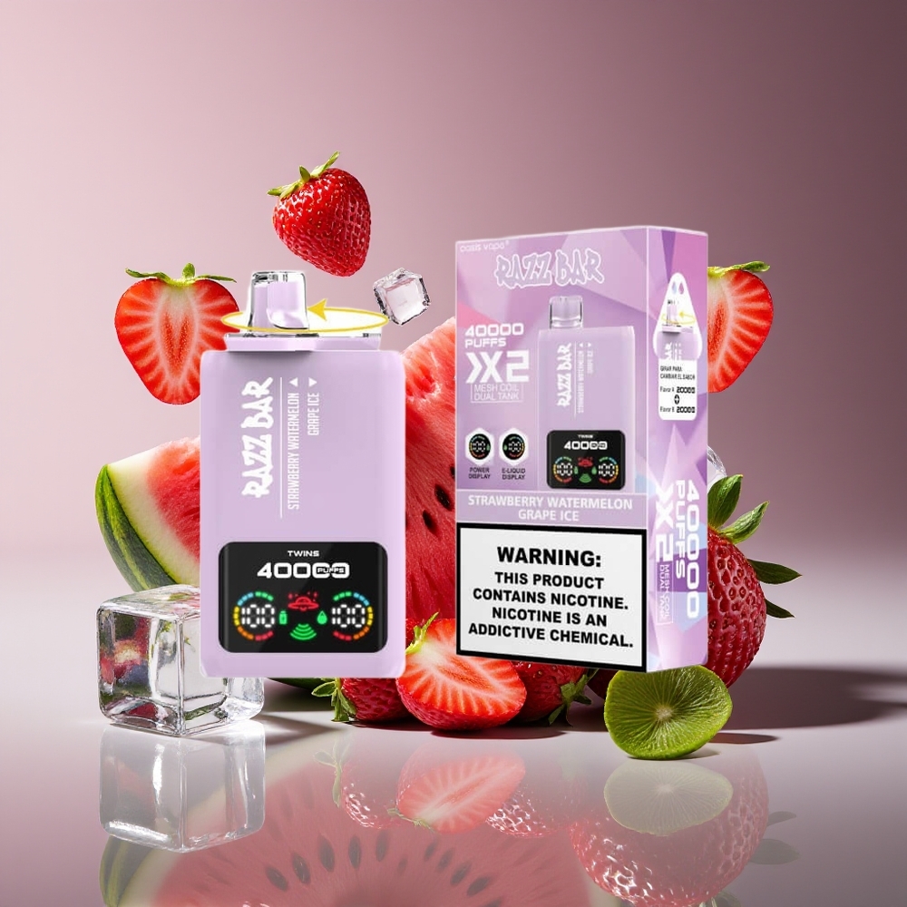 Razz Bar 40000 Puffs Disposable Vape Strawberry Watermelon - Grape Ice with Power Screen  Mesh Coil