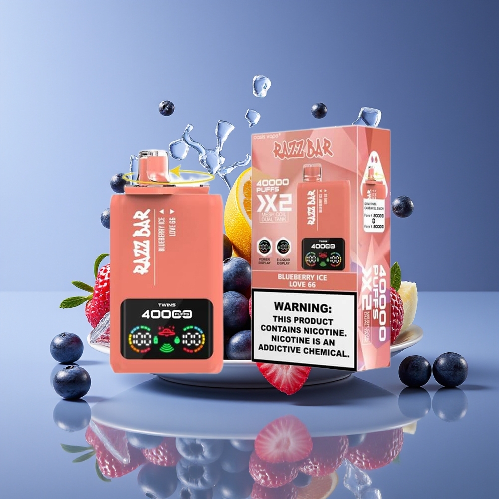 Razz Bar 40000 Puffs Power Screen Mesh Coil Disposable Vape Blueberry Ice - Love 66