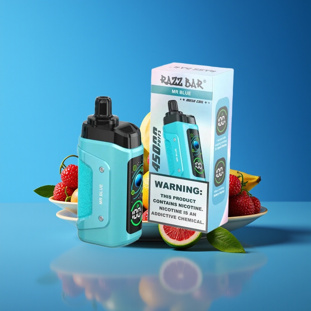 Razz Bar 45000 Puffs Adjustable Airflow 10 Ohm Mesh Disposable Vape Mr Blue