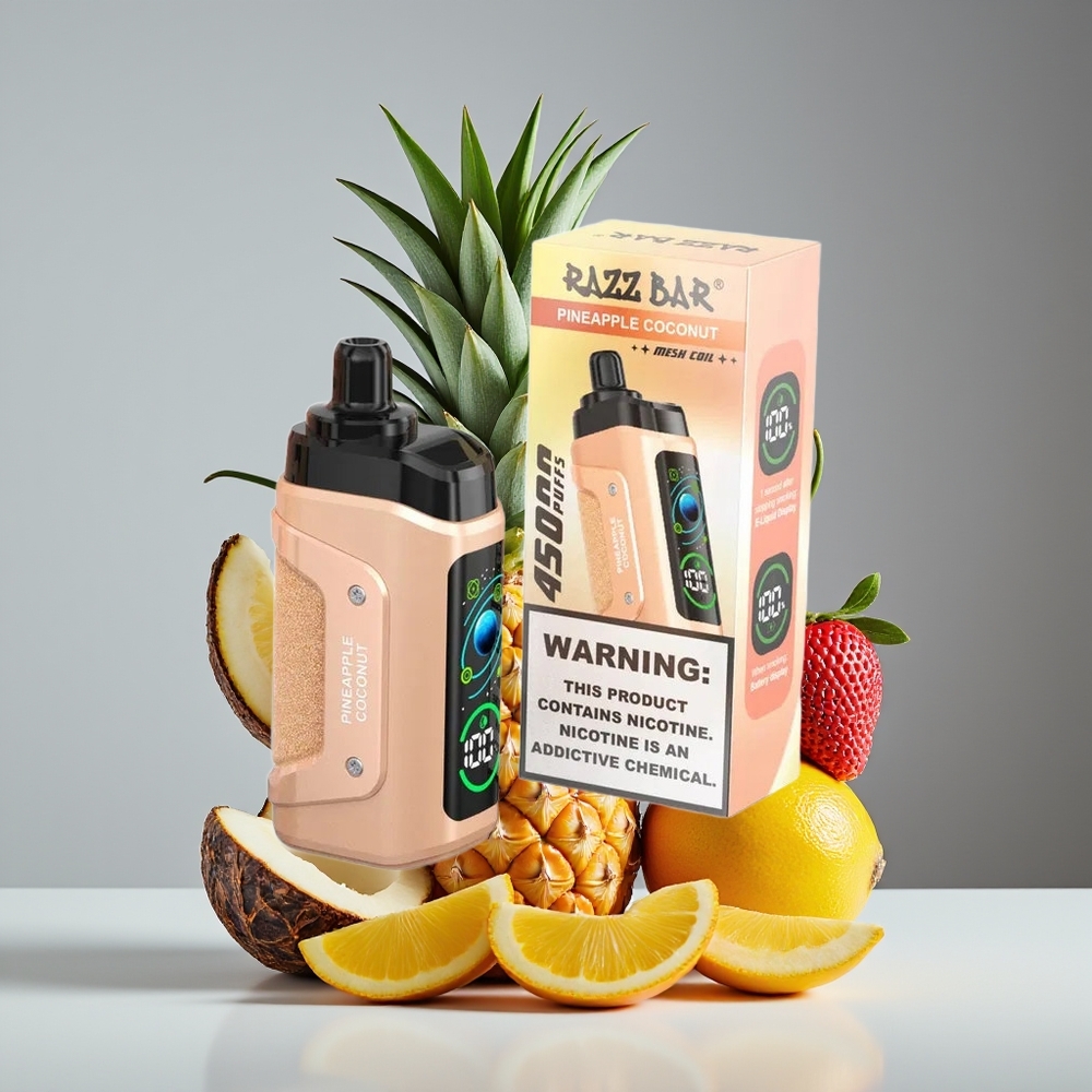 Razz Bar 45000 Puffs Disposable Vape Pineapple Coconut Mesh Coil Type-C Rechargeable