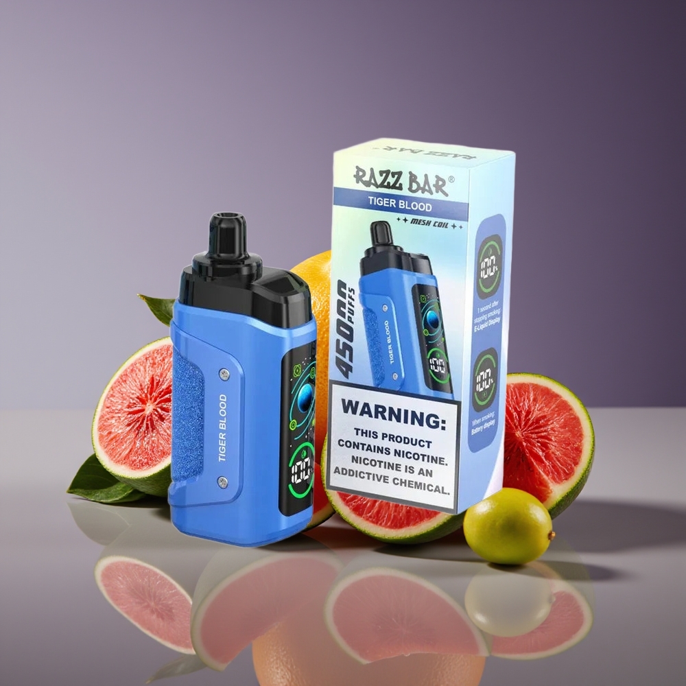 Razz Bar 45000 Puffs Disposable Vape Tiger Blood Mesh Coil Adjustable Airflow Type-C