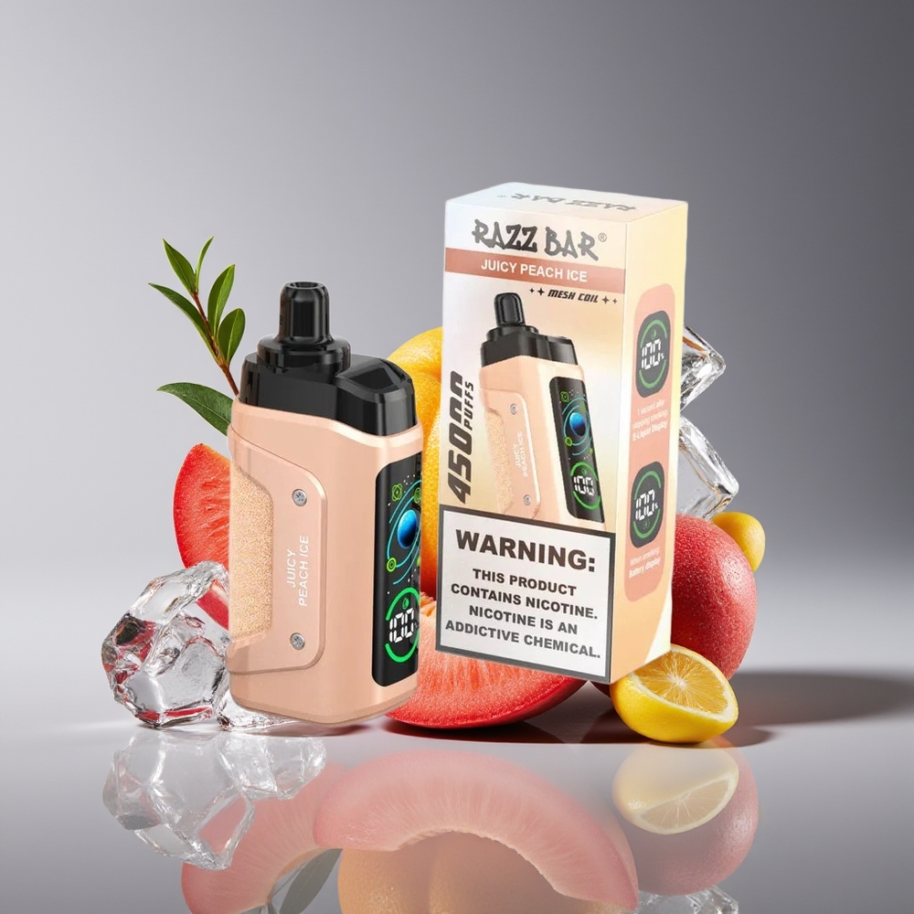 Razz Bar 45000 Puffs Mesh Adjustable Airflow Disposable Vape Juicy Peach Ice