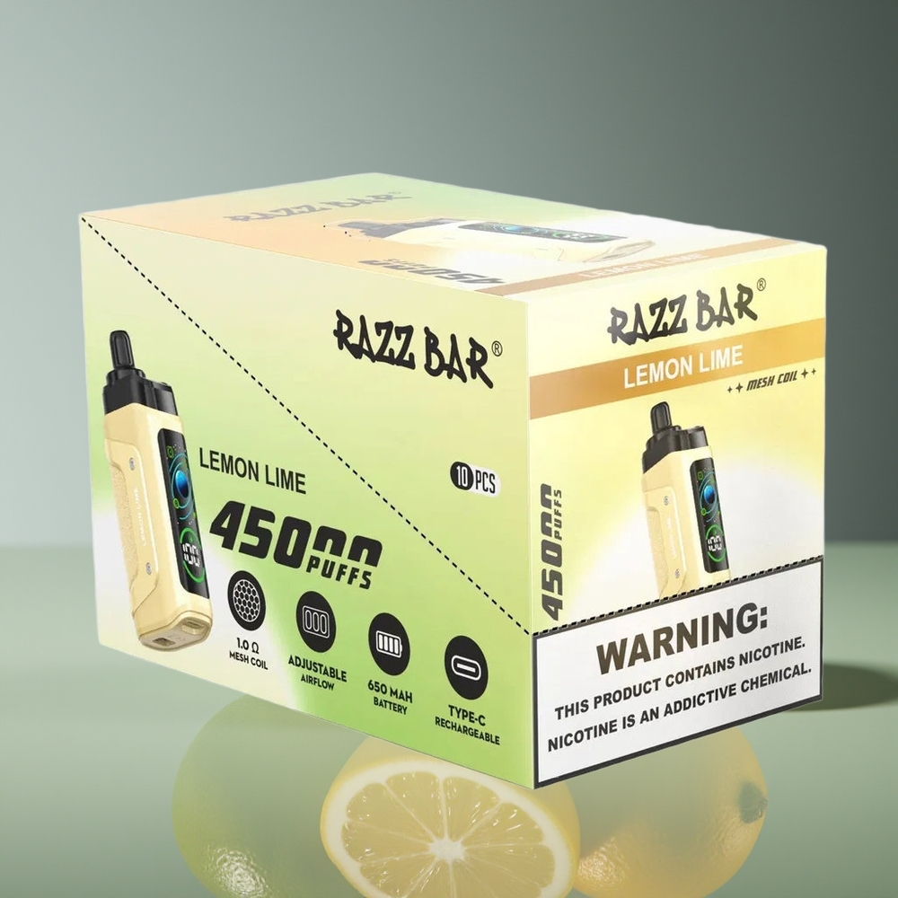 Razz Bar 45000 Puffs Mesh Adjustable Airflow Disposable Vape Lemon Lime