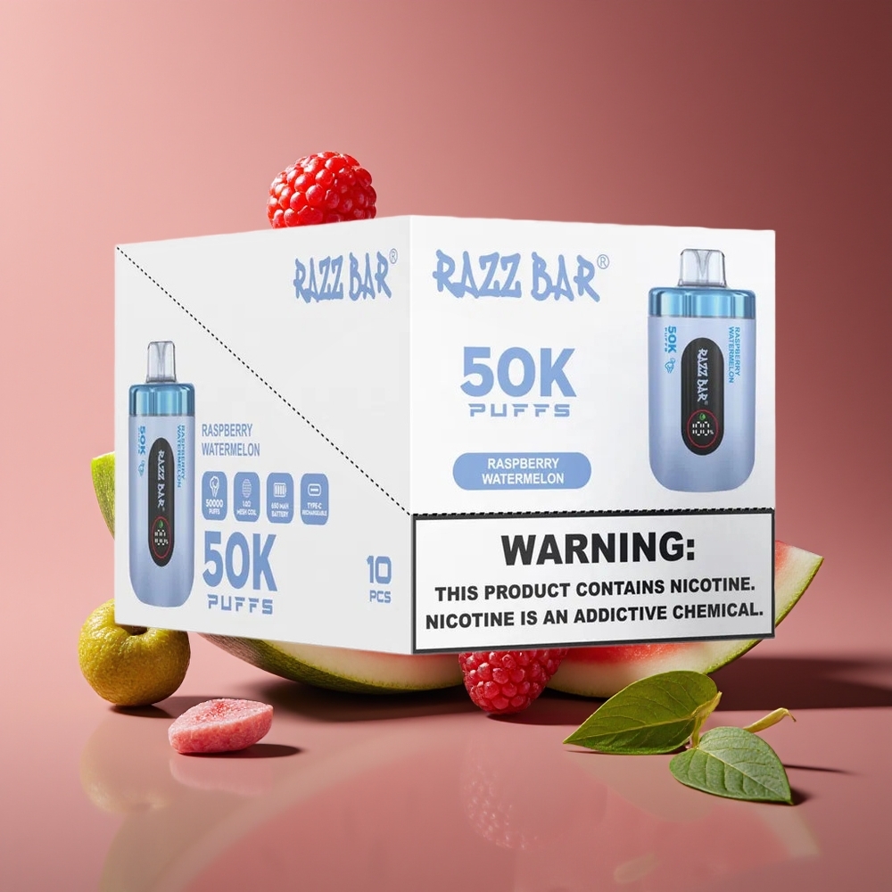 Razz Bar 50K Puffs 650mAh Rechargeable Disposable Vape Raspberry Watermelon