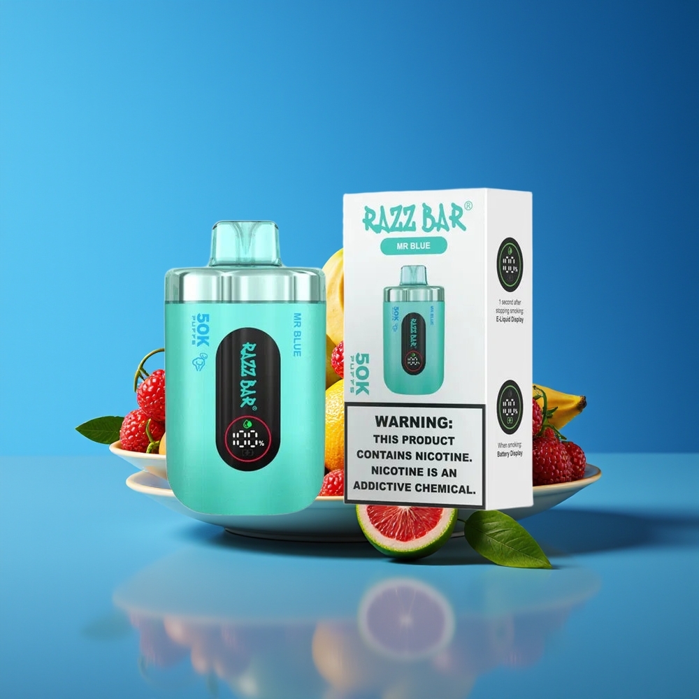 Razz Bar 50K Puffs 650mAh Type-C Rechargeable Disposable Vape Mr Blue