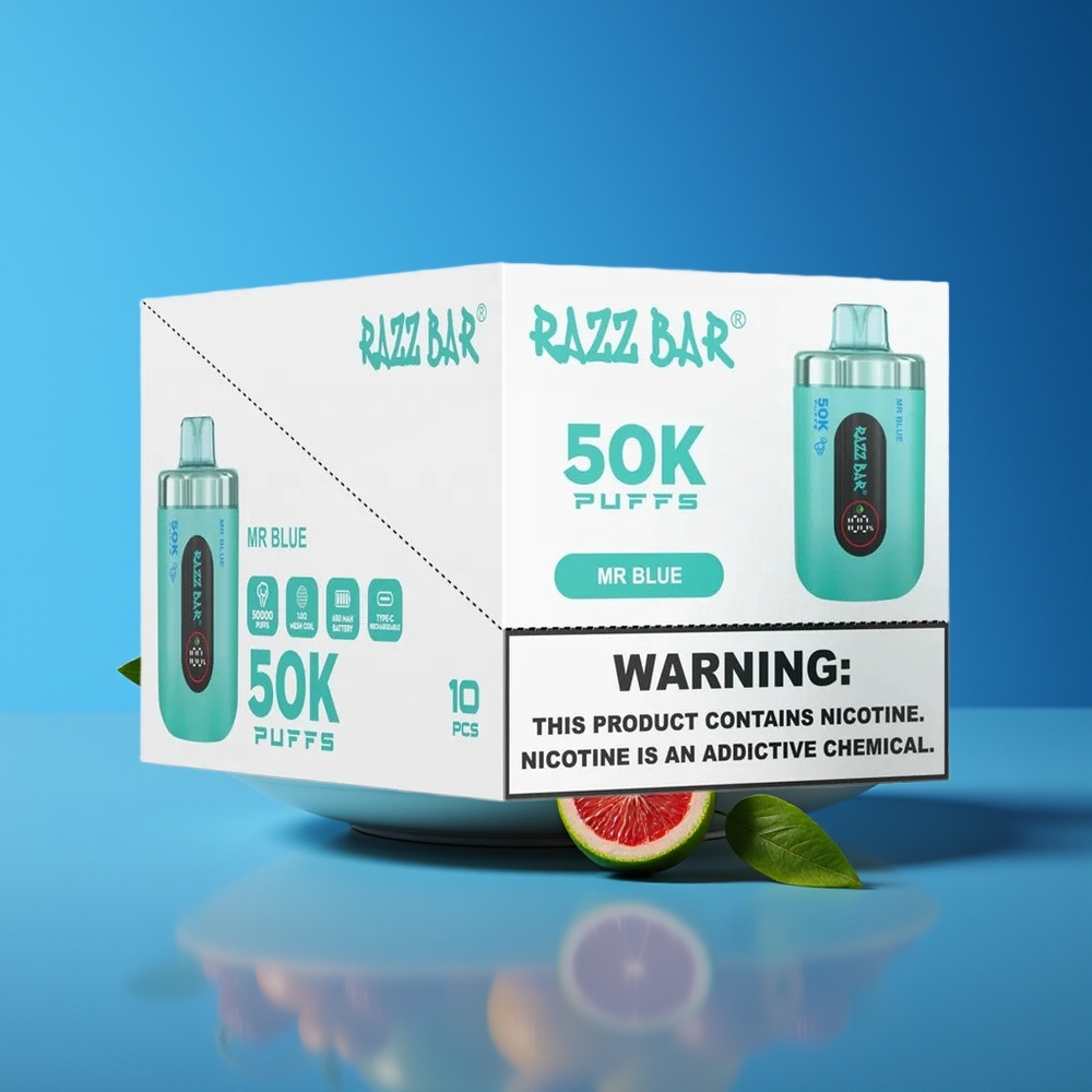 Razz Bar 50K Puffs 650mAh Type-C Rechargeable Disposable Vape Mr Blue