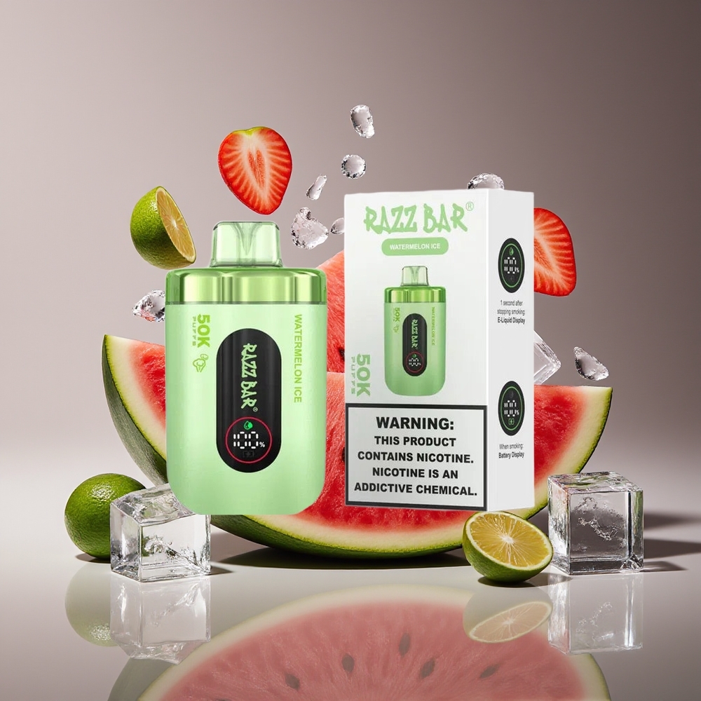 Razz Bar 50K Puffs Disposable Vape Watermelon Ice Mesh Coil 650mAh Type-C 2 Nic