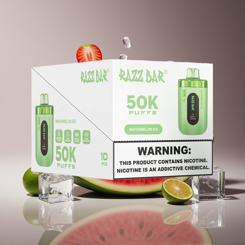Razz Bar 50K Puffs Disposable Vape Watermelon Ice Mesh Coil 650mAh Type-C 2 Nic