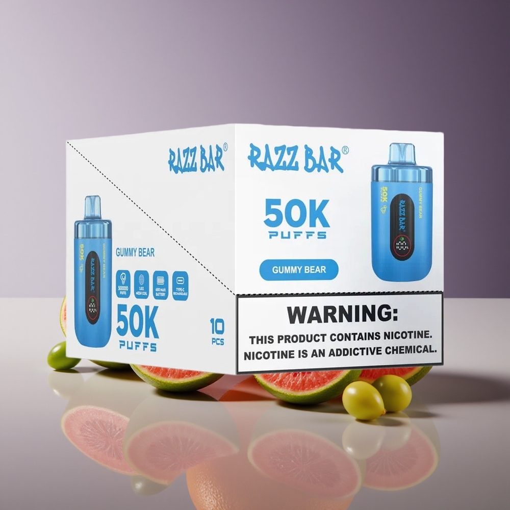 Razz Bar 50K Puffs Mesh Coil Rechargeable Disposable Vape Gummy Bear