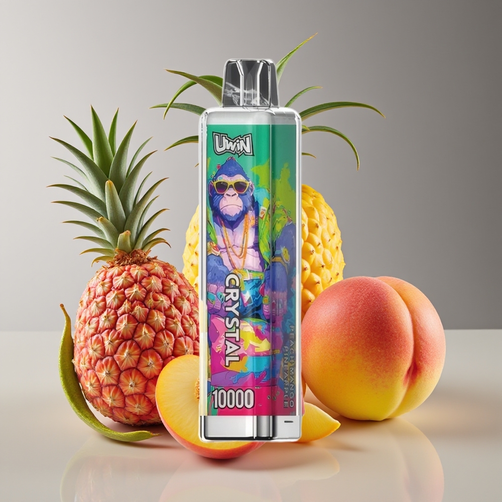 Uwin Crystal 10000 Puffs RGB Disposable Vape Peach Mango Pineapple 18ml Rechargeable