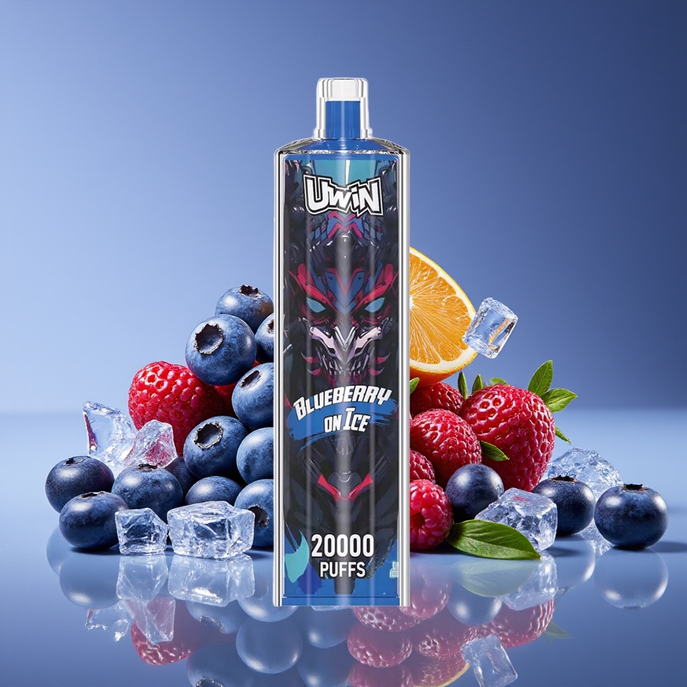 Uwin Shisha Hookah Crystal 20000 Puffs 22ml Mesh Coil Rechargeable Type-C Blueberry On Ice